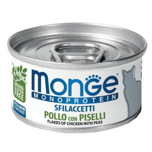 MONGE CAT MONOPROTEIN FLAKES CHICKEN konservi kaķiem Vista, zirņi 80g